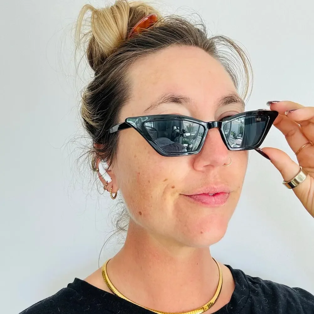 INDY FREE PEOPLE ANTHRO Black Cat Eye Plastic Rectangle $118 Sunnies Sunglasses
